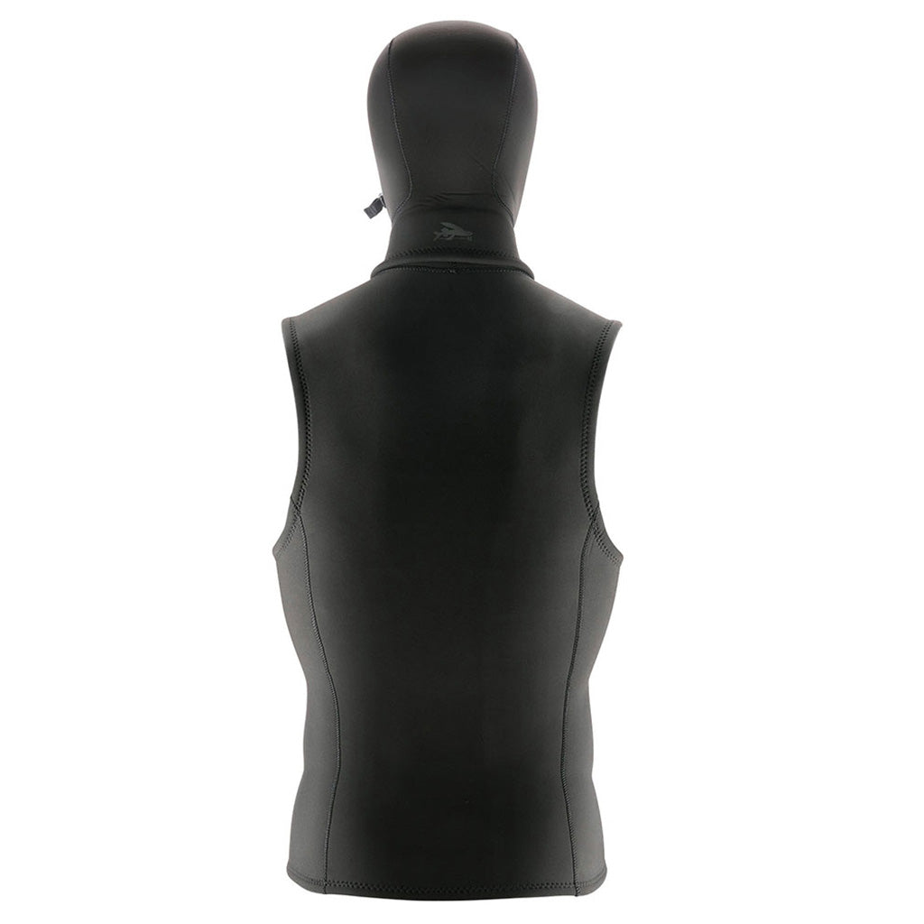 En Våddragt, Yulex Water Heater Hooded Vest i farven sort set bagfra