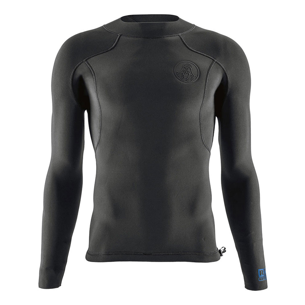 En Våddragt, R1 Lite Yulex L/S Top i farven sort set forfra