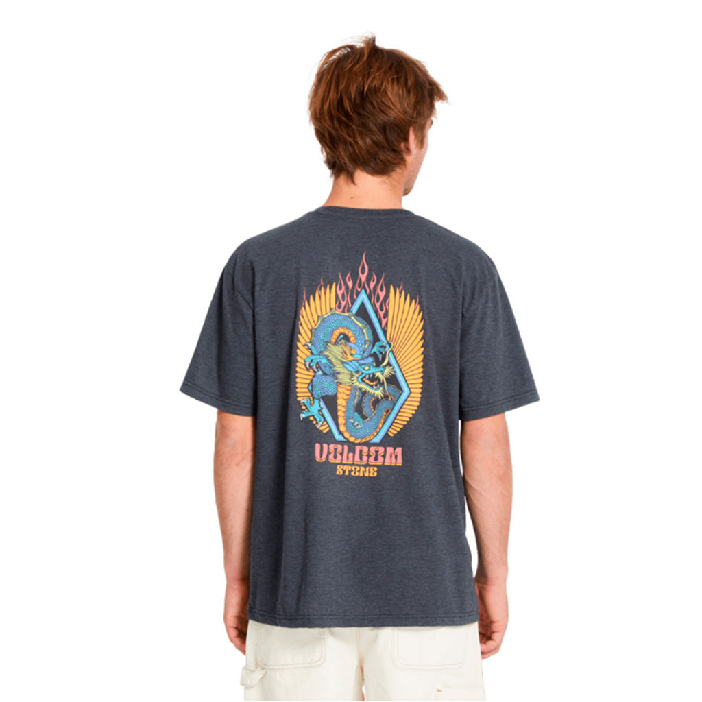 En T-Shirt, Draggin Stone Heather Sst i farven Heather sort set bagfra