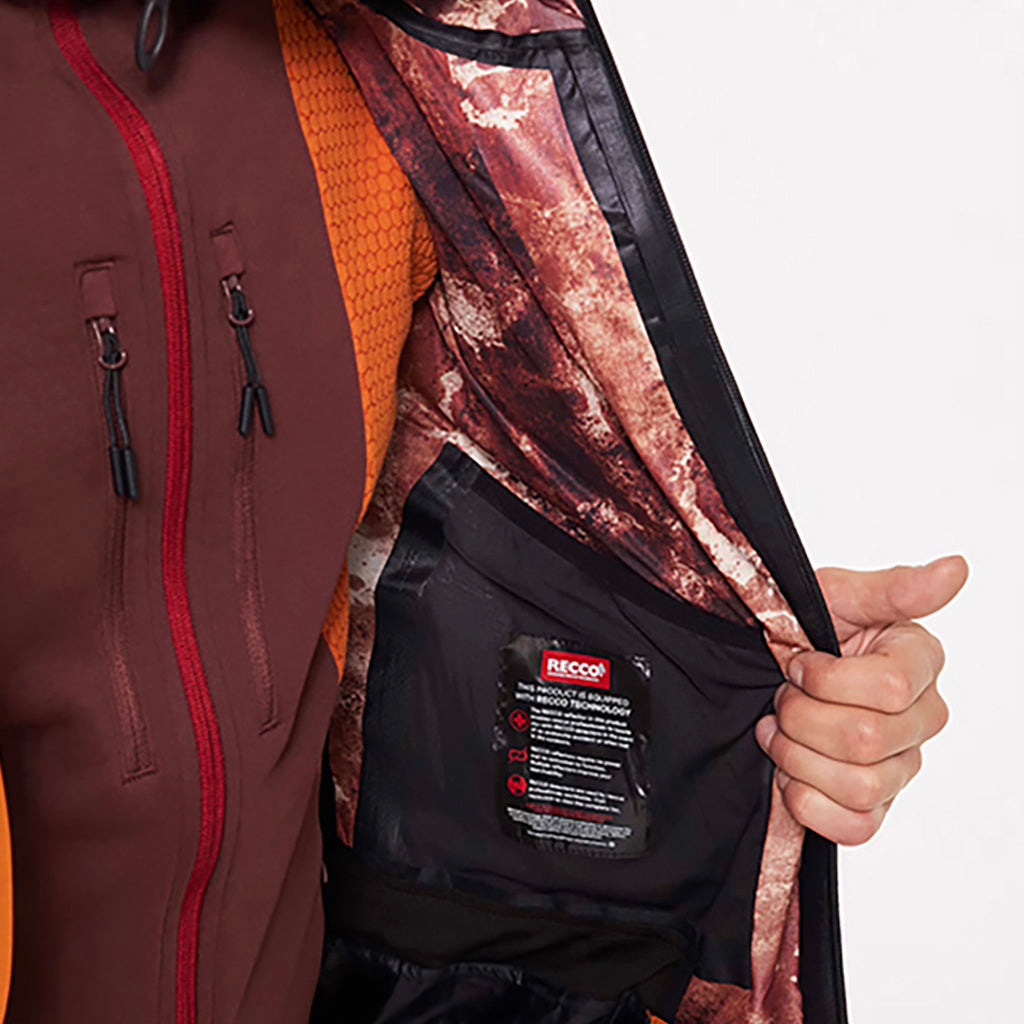 En Skijakke, TC Outpost RC Shell i farven Ginger detalje