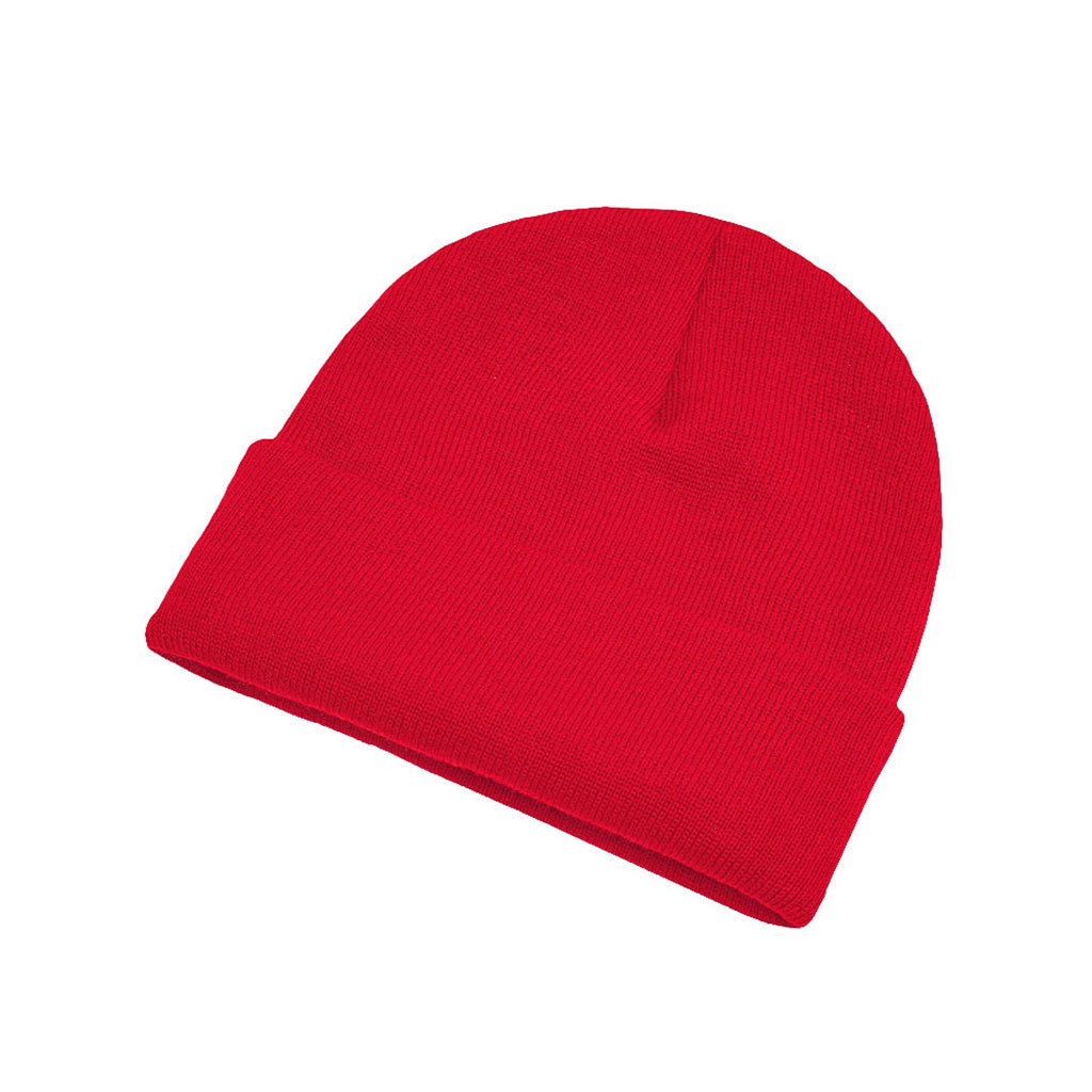 En Beanie, B1B Gradient Patch i farven rød Line set fra siden