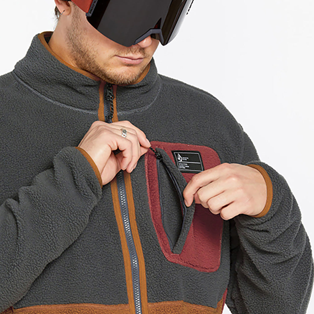 Fleecer Full Zip Midlayer i farven Charcoal nærbillede