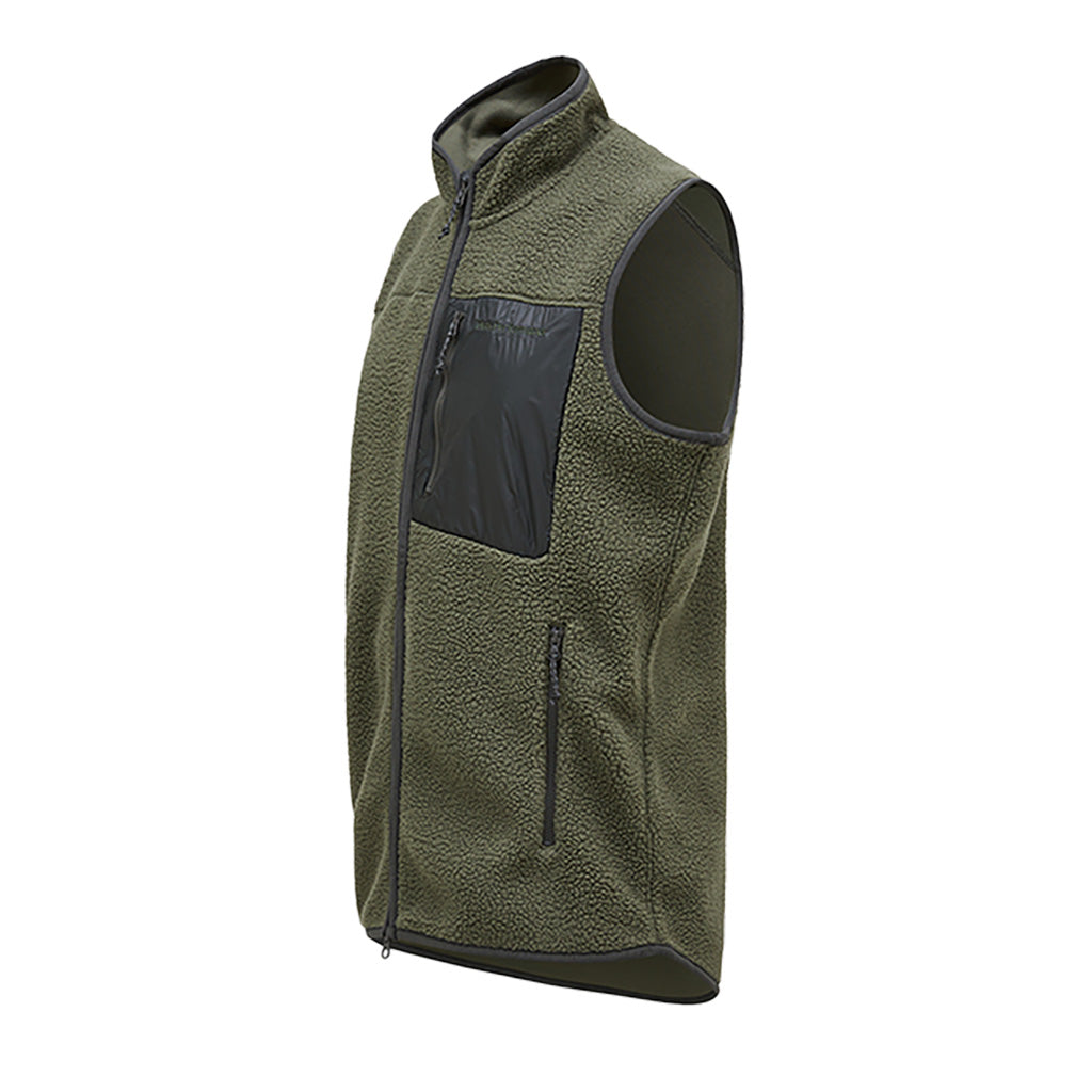 En Fleece, Pile Vest i farven Pine Needle set fra venstre side