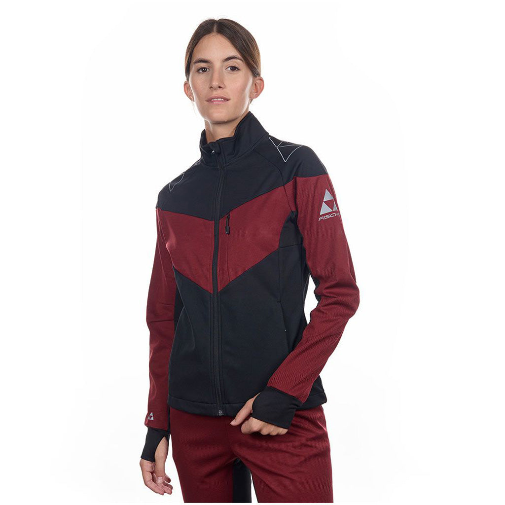 En Fleece, ASARNA SOFTSHELL JACKET i farven sort-Burgundy