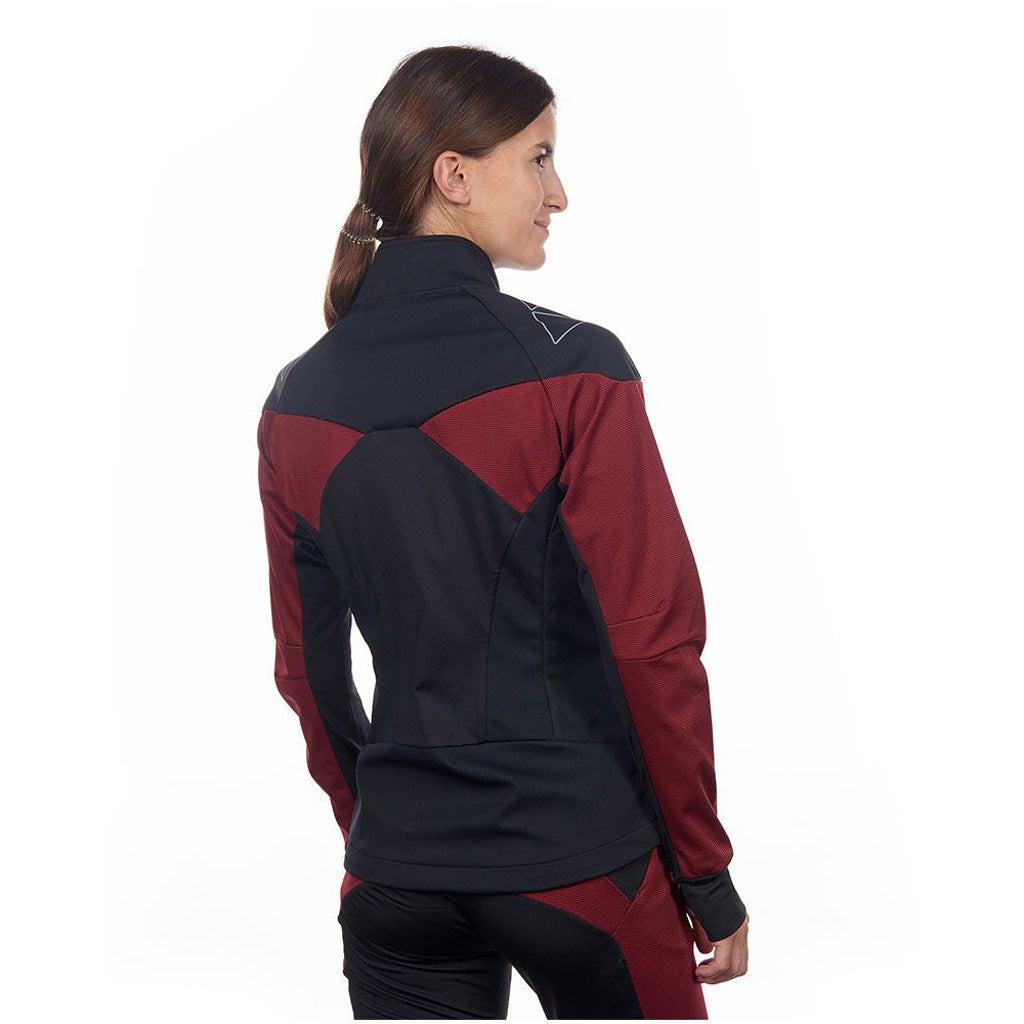 En Fleece, ASARNA SOFTSHELL JACKET i farven sort-Burgundy set bagfra