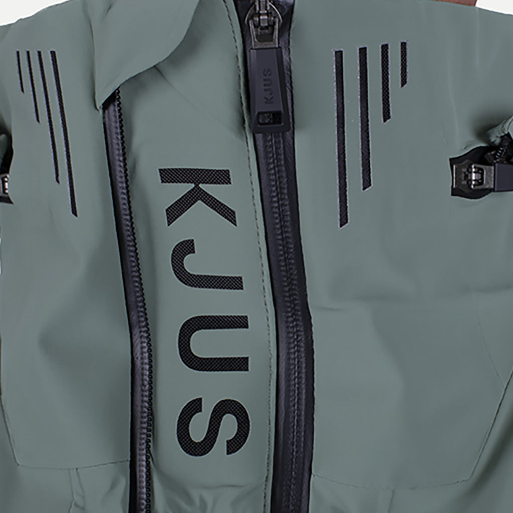 En Skijakke, Ligety i farven grøn Smoke detalje af lynlås