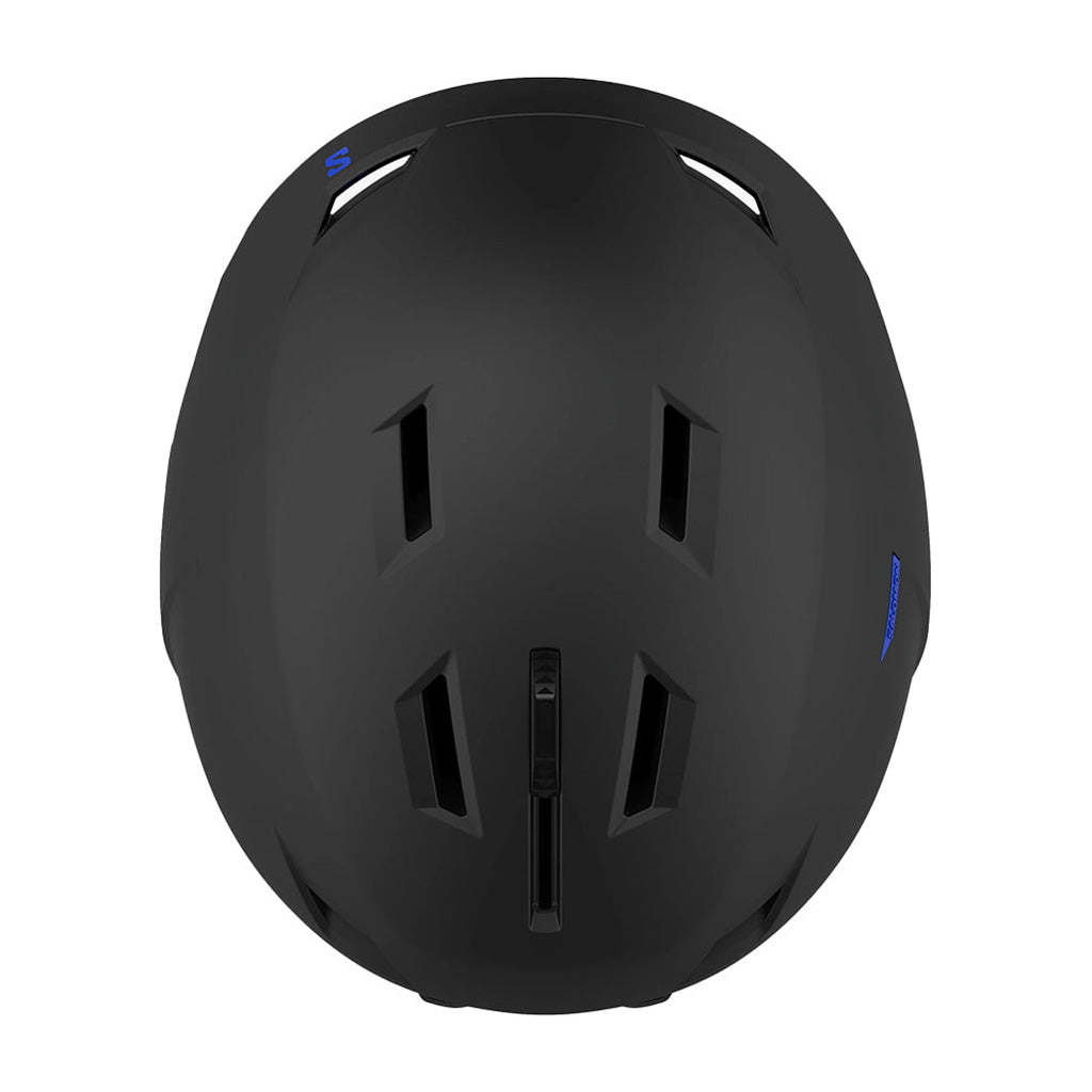 En Skihjelm, Pioneer LT i farven sort Pop Race blå set oppe fra