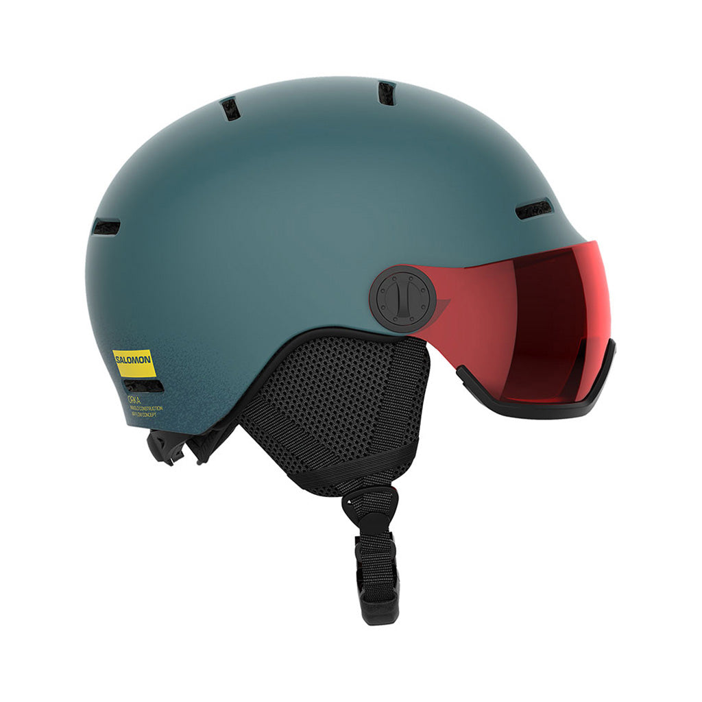 En Skihjelm, Orka Visor i farven North At/Un Fls rød