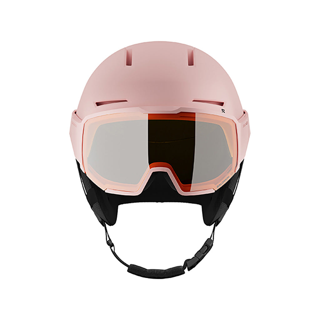 En Skihjelm, Osmo Heavenly i farven Pink sort/Univ set forfra