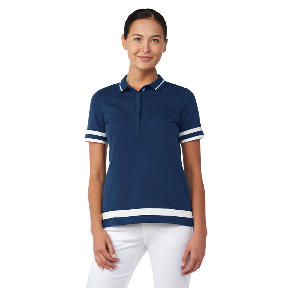 En T-Shirt, Tana Polo S/S i farven Atlanta blå / hvid set forfra