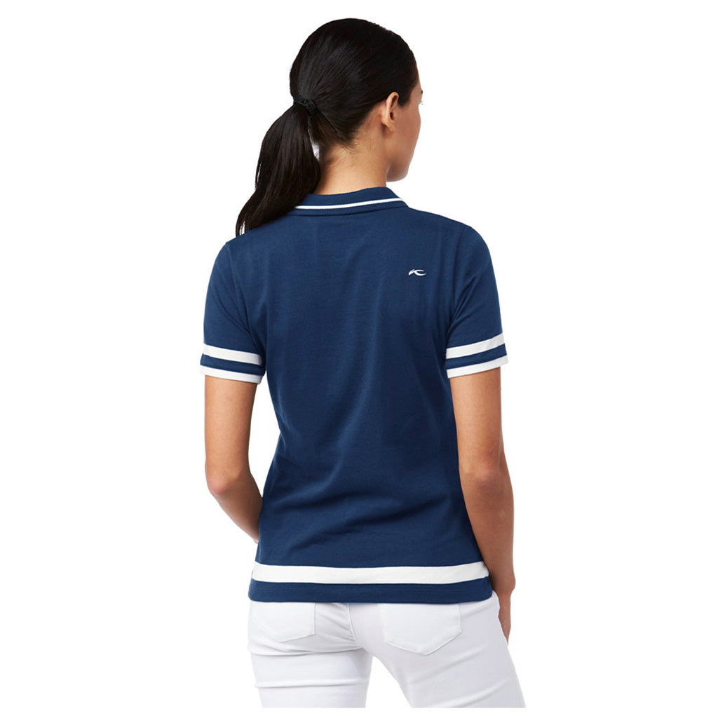 En T-Shirt, Tana Polo S/S i farven Atlanta blå / hvid set bagfra