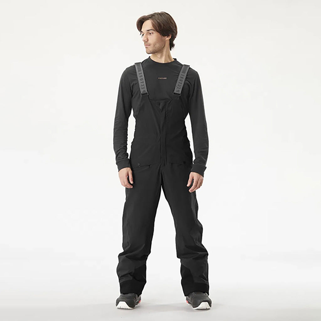 Avening Bib Skibukser i farven sort set forfra