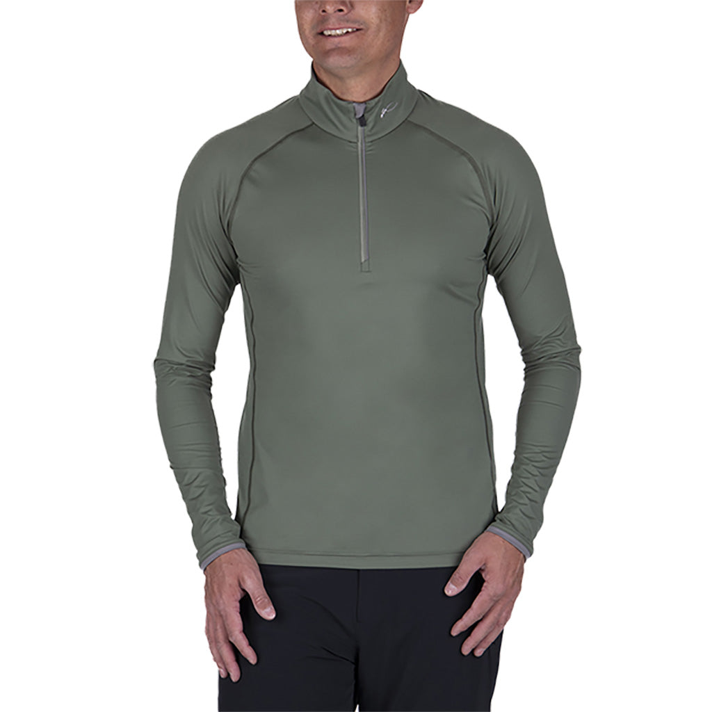 Feel Half-Zip Midlayer i farven grøn Smoke/Pewter set forfra