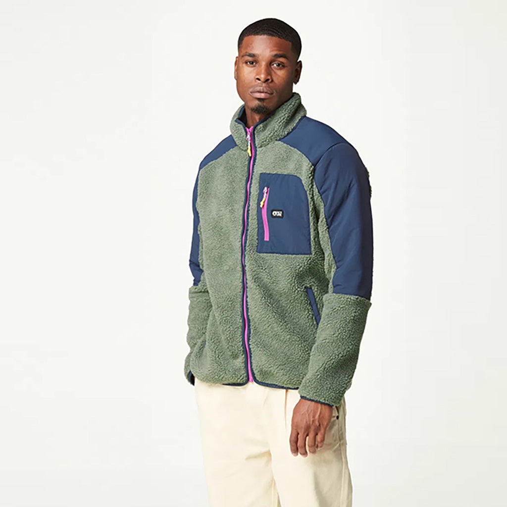 Quilchena Zip Fleece Midlayer i farven grøn Spray Dark blå set forfra