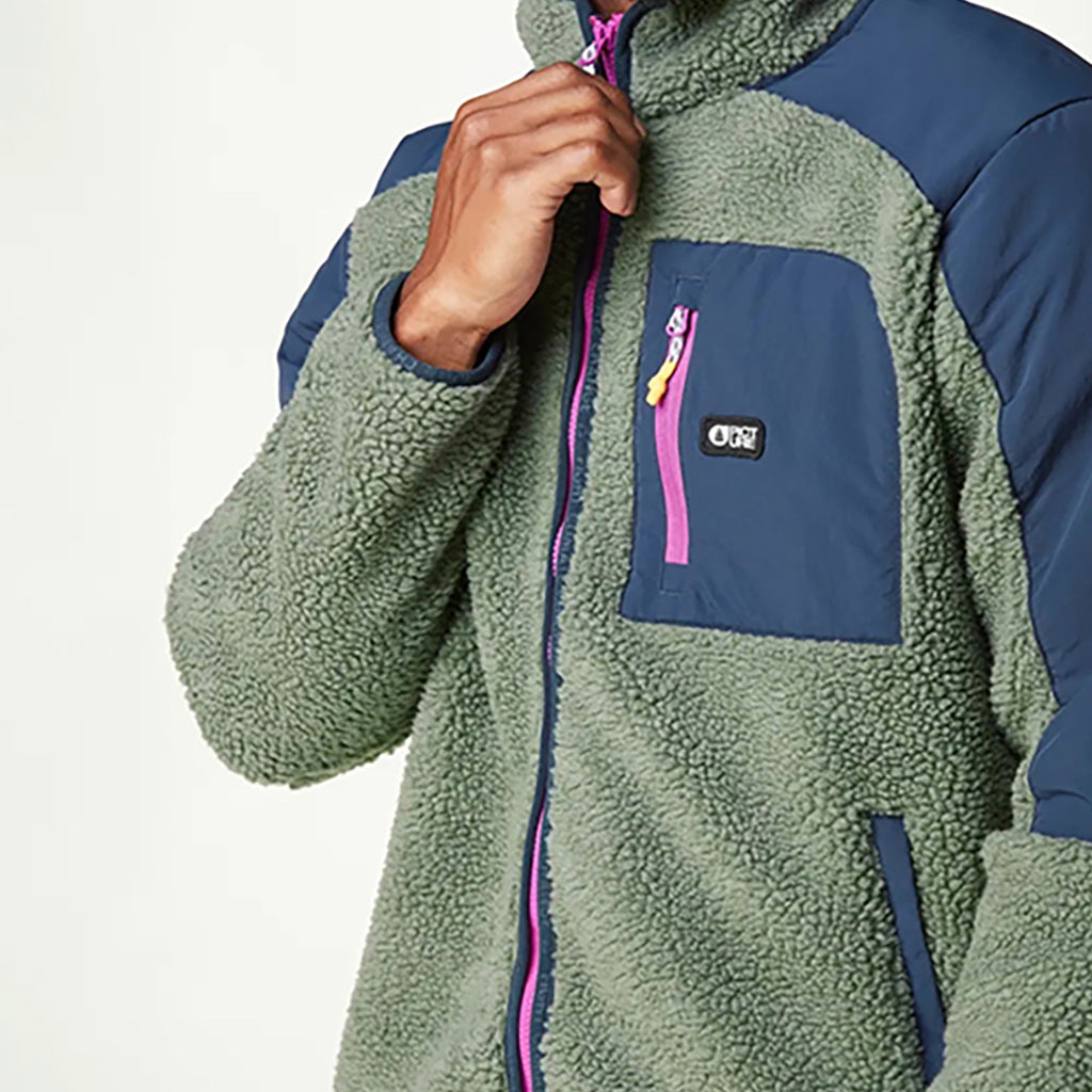 Quilchena Zip Fleece Midlayer i farven grøn Spray Dark blå nærbillede