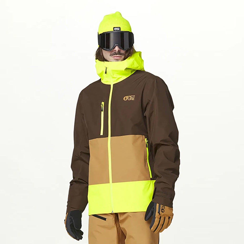 En Skijakke, Broader 3L i farven sort Chocolate set forfra closeup