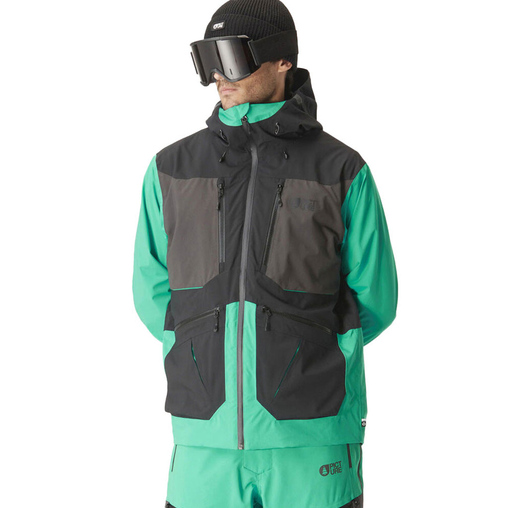 En Skijakke, Naikoon i farven B Spectra grøn-sort set forfra på model