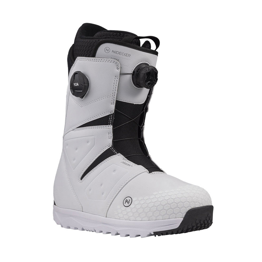 Altai Snowboardstøvler i farven hvid set fra en skrå vinkel