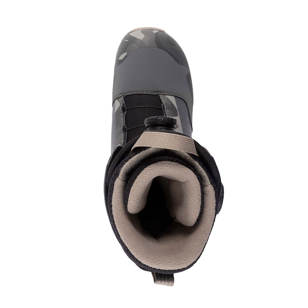 Rift Snowboardstøvler i farven grå Camo set oppe fra