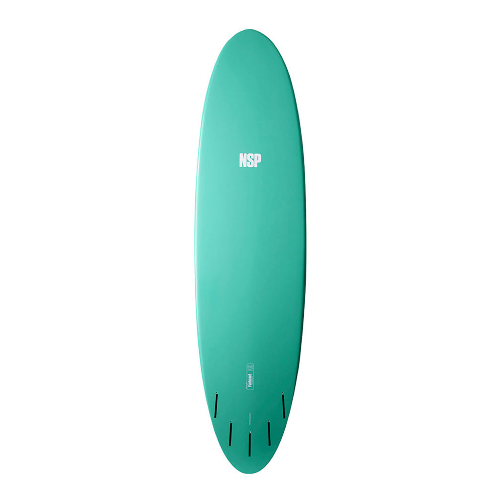 Et Surfboard, Elements Hdt Fun 7'2" i farven grøn Ftu set nede fra