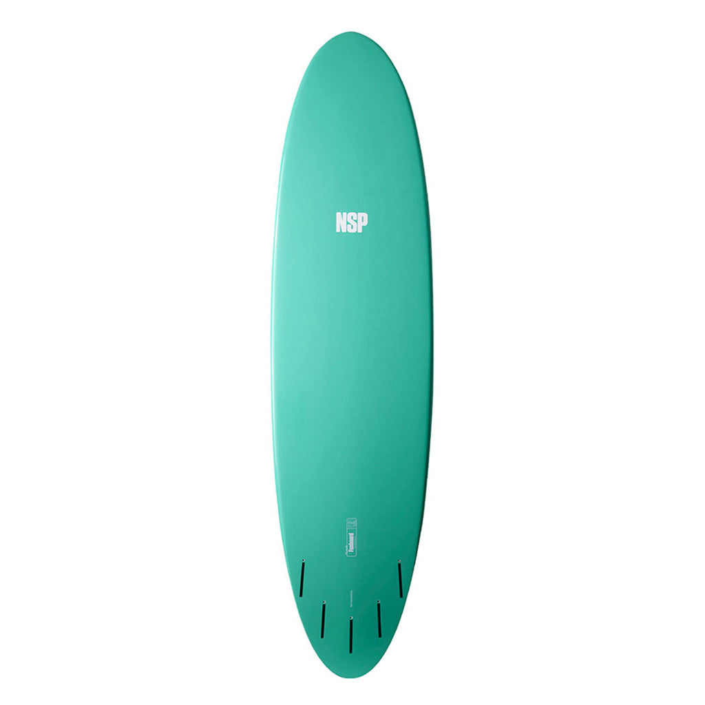 Et Surfboard, Elements Hdt Fun 7'6" i farven grøn Ftu set nede fra