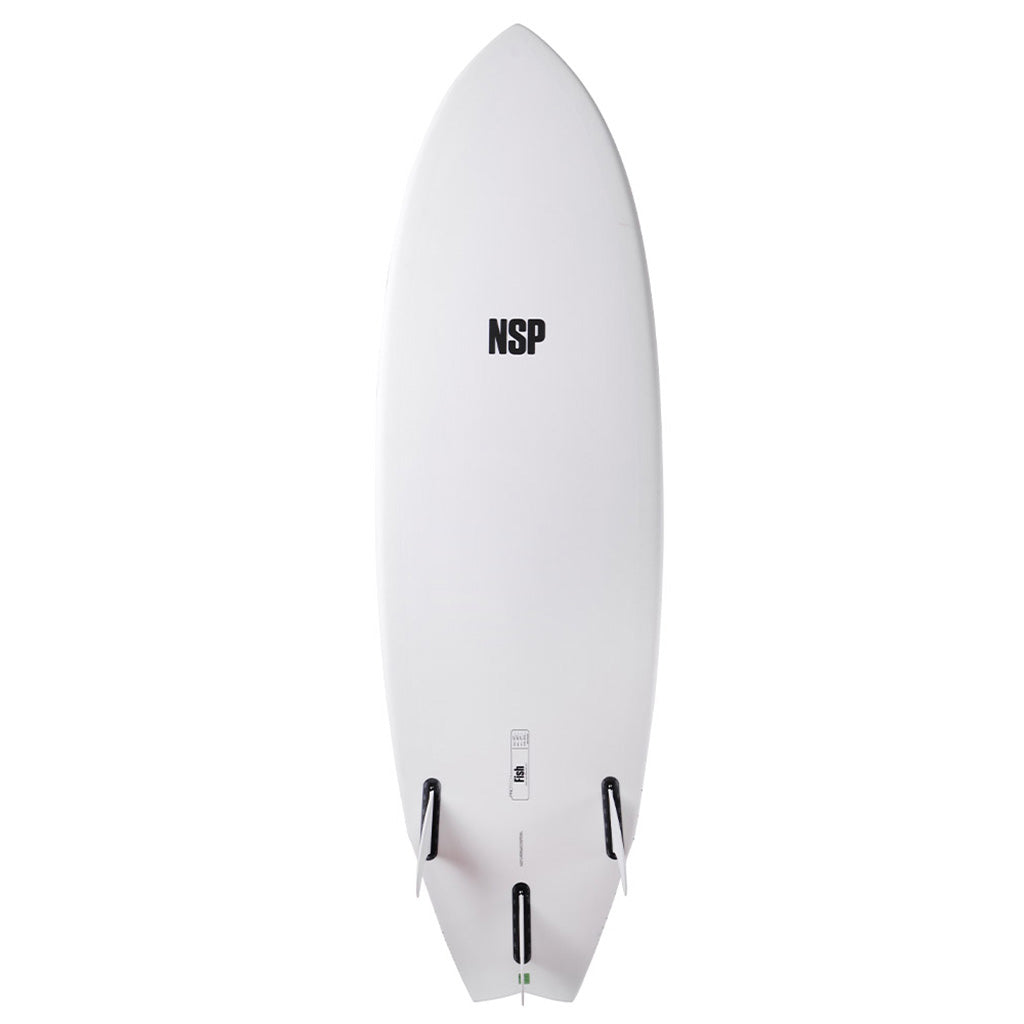 Et Surfboard, Protech Fish 6'8" i farven hvid Tint Ftu set oppe fra
