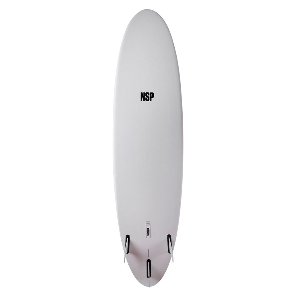 Et Surfboard, Protech Fun 7'6" i farven hvid Tint Ftu set nede fra