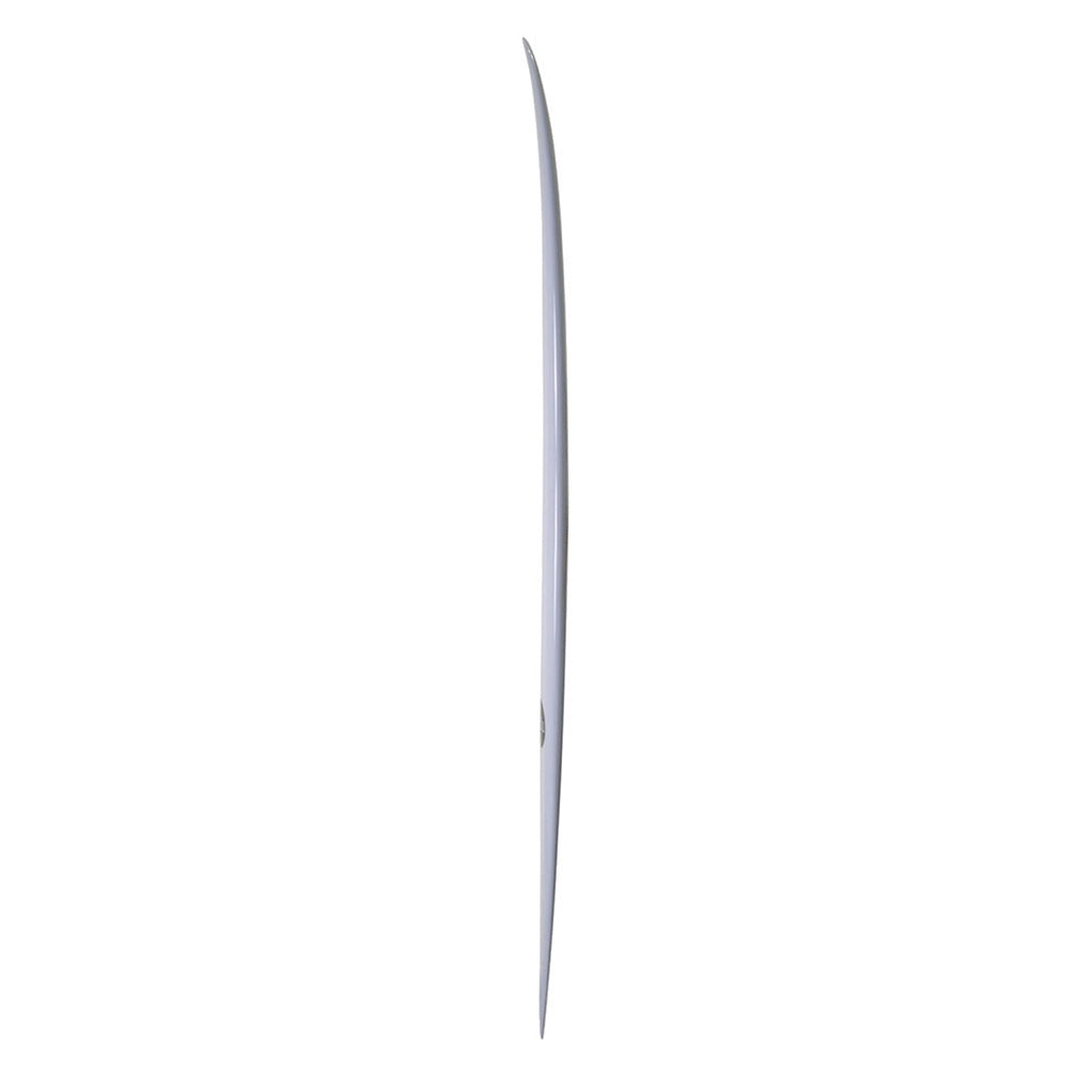 Et Surfboard, Nuu Sociallight Pu 8'0 i farven Clear set fra siden