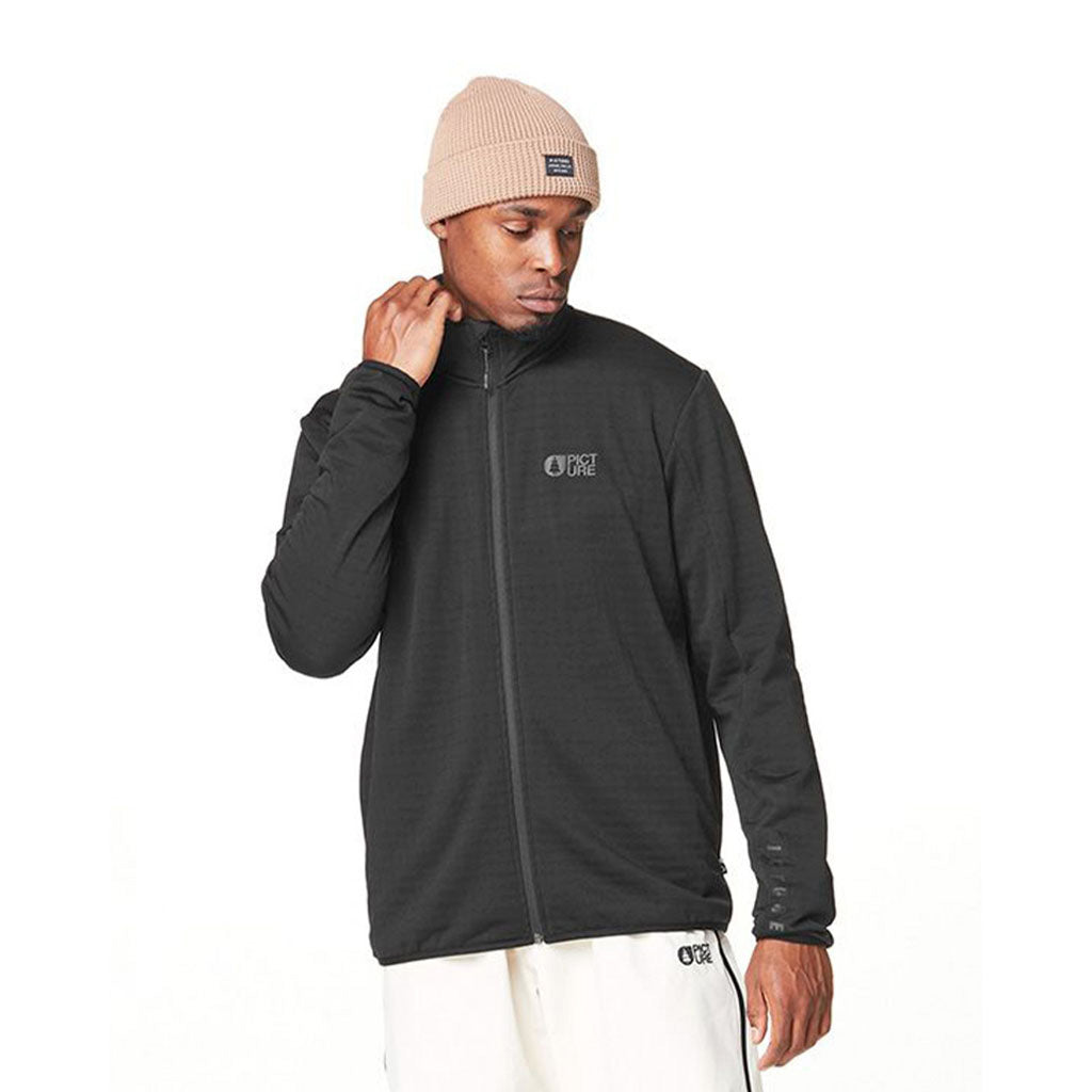 Marlay Tech Fle A Midlayer i farven sort set forfra på model