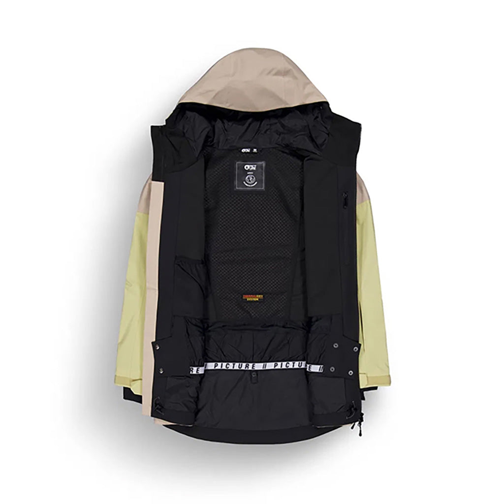 En Skijakke, Haakon i farven Roebuck Lime Cream Hemp set indefra