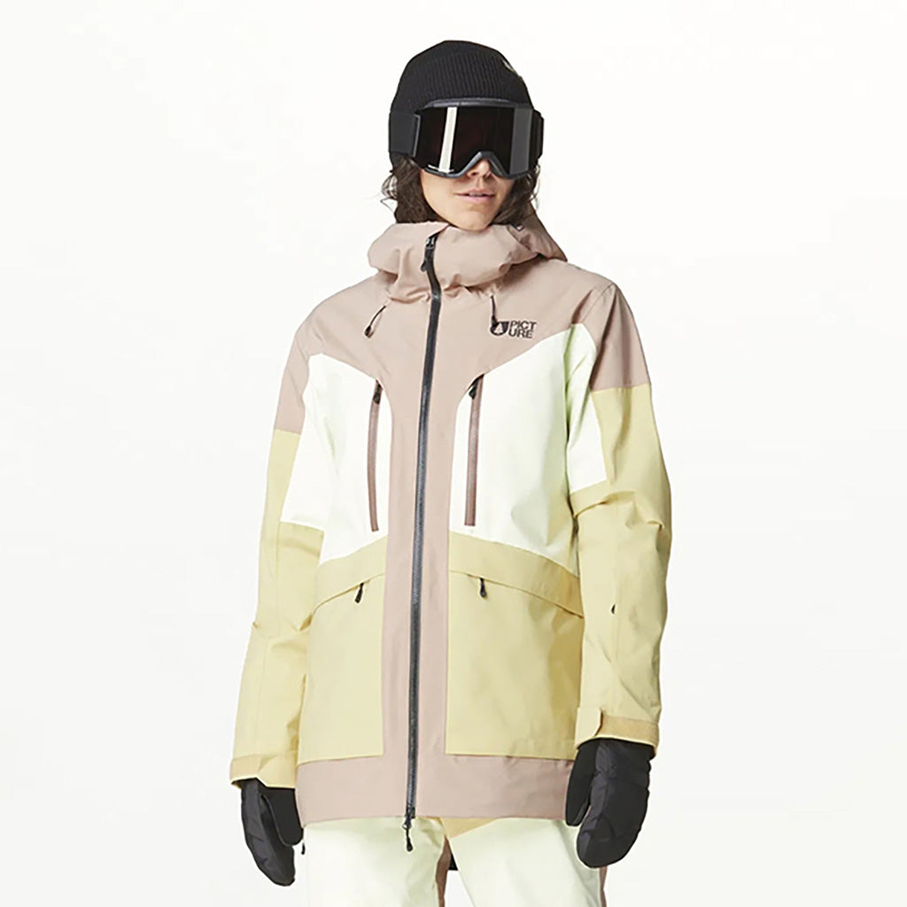 En Skijakke, Haakon i farven Roebuck Lime Cream Hemp set i close-up