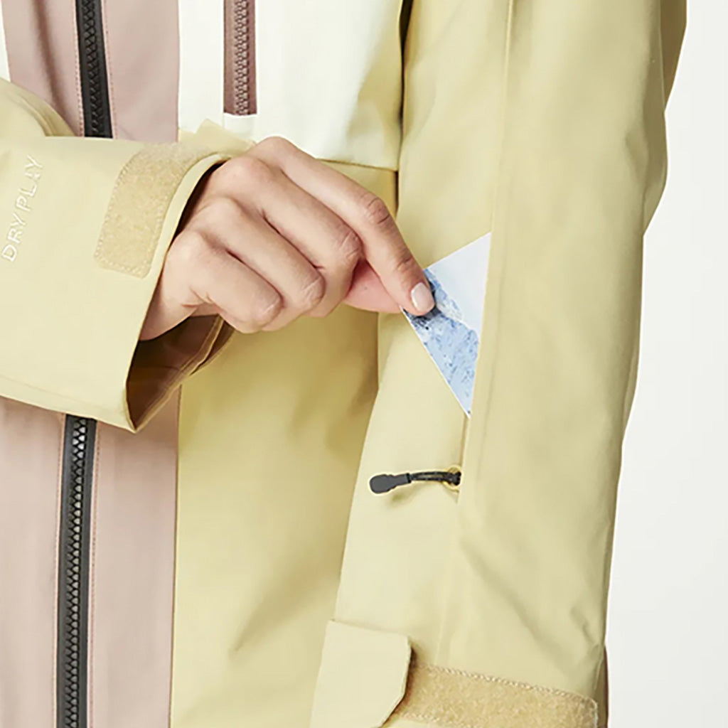 En Skijakke, Haakon i farven Roebuck Lime Cream Hemp nærbillede