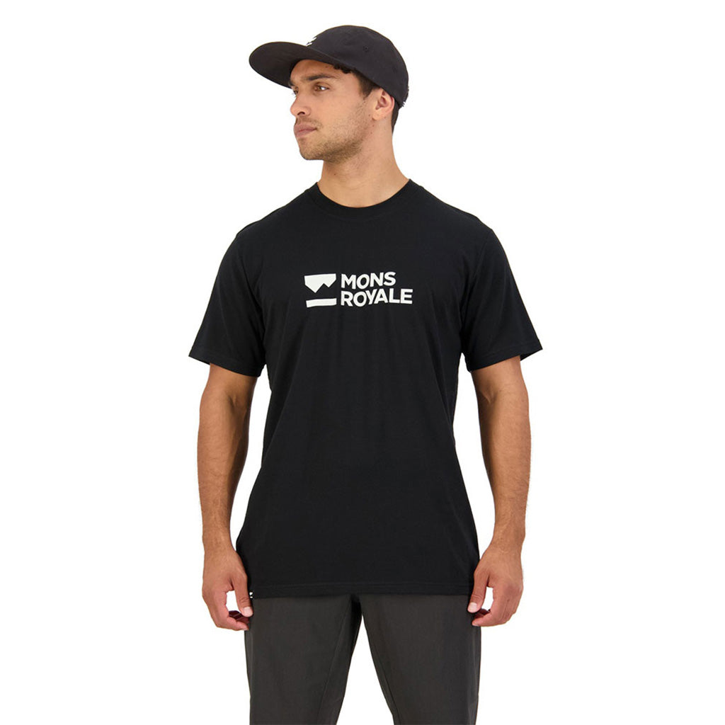 En T-shirt, Mens Icon Merino Classic T-Shirt i farven sort set forfra på model