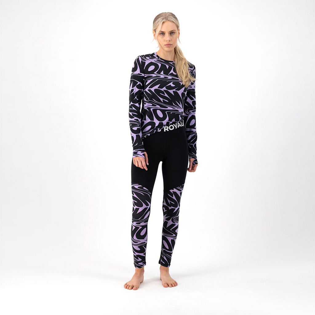 Skiundertøj, Cascade Merino Flex 200 LS i farven Signal Lost Lupin set forfra på model