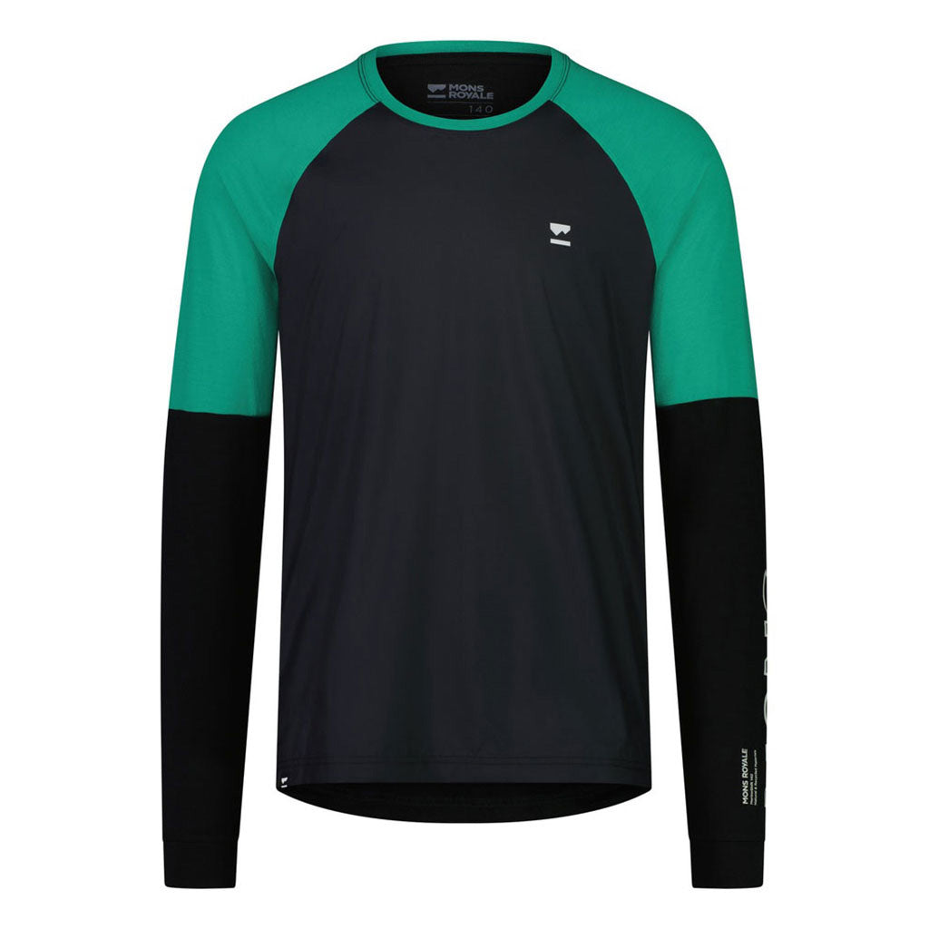 En Langærmet T-shirt, Tarn Merino Shift Wind Jersey i farven Pop grøn / sort