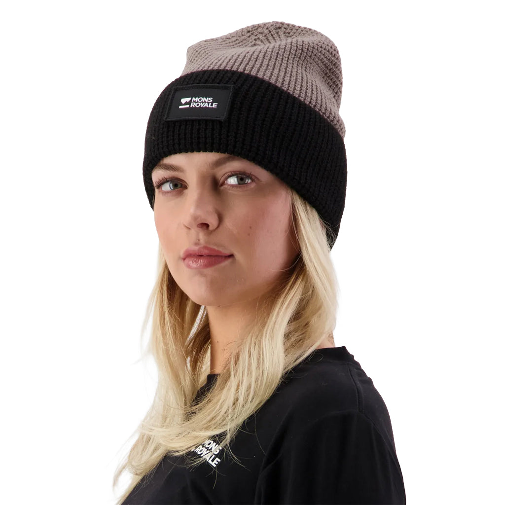 Bluff Merino Beanie - Cinder/Black