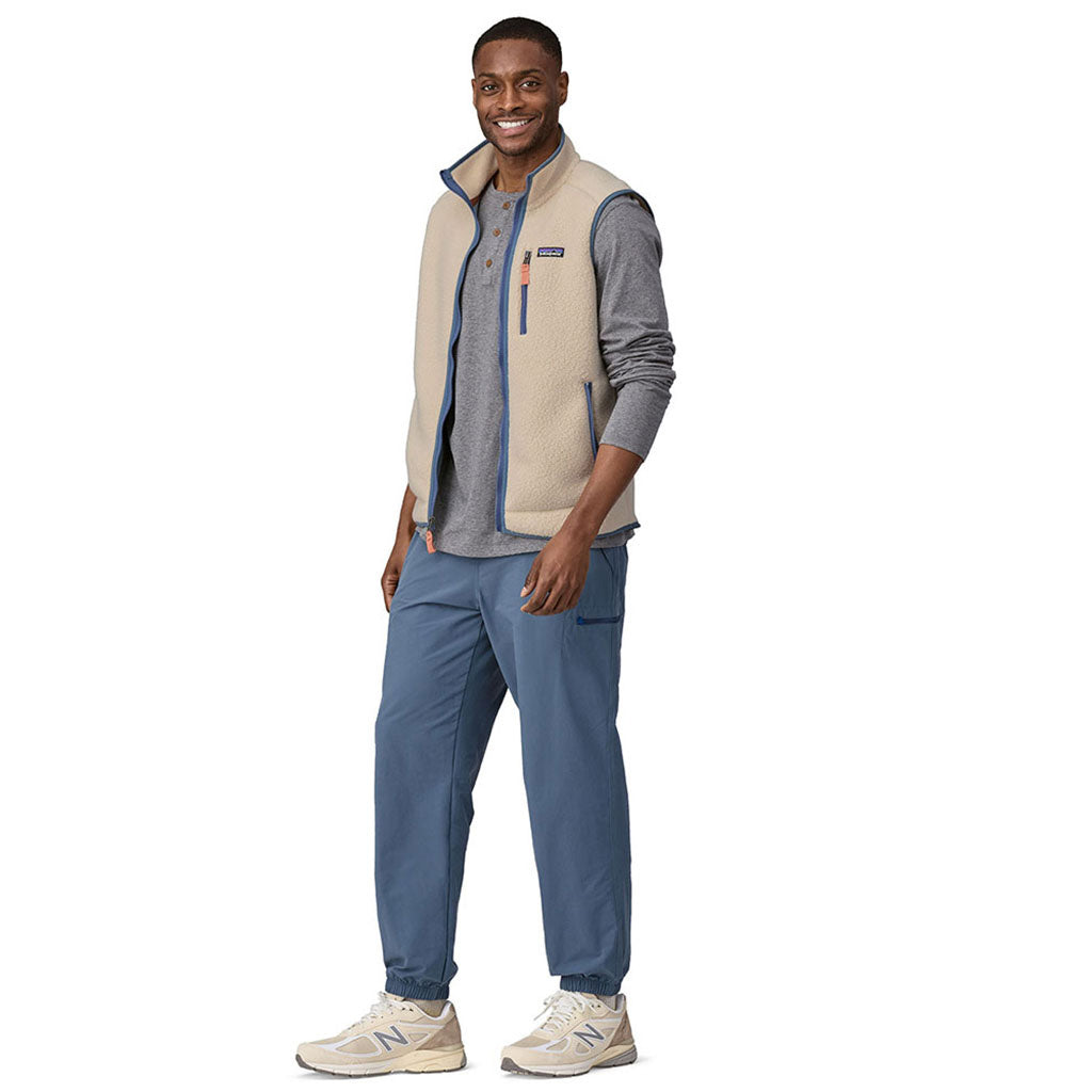 En Fleece, Retro Pile Vest i farven Dark Natural W/Utility blå set forfra