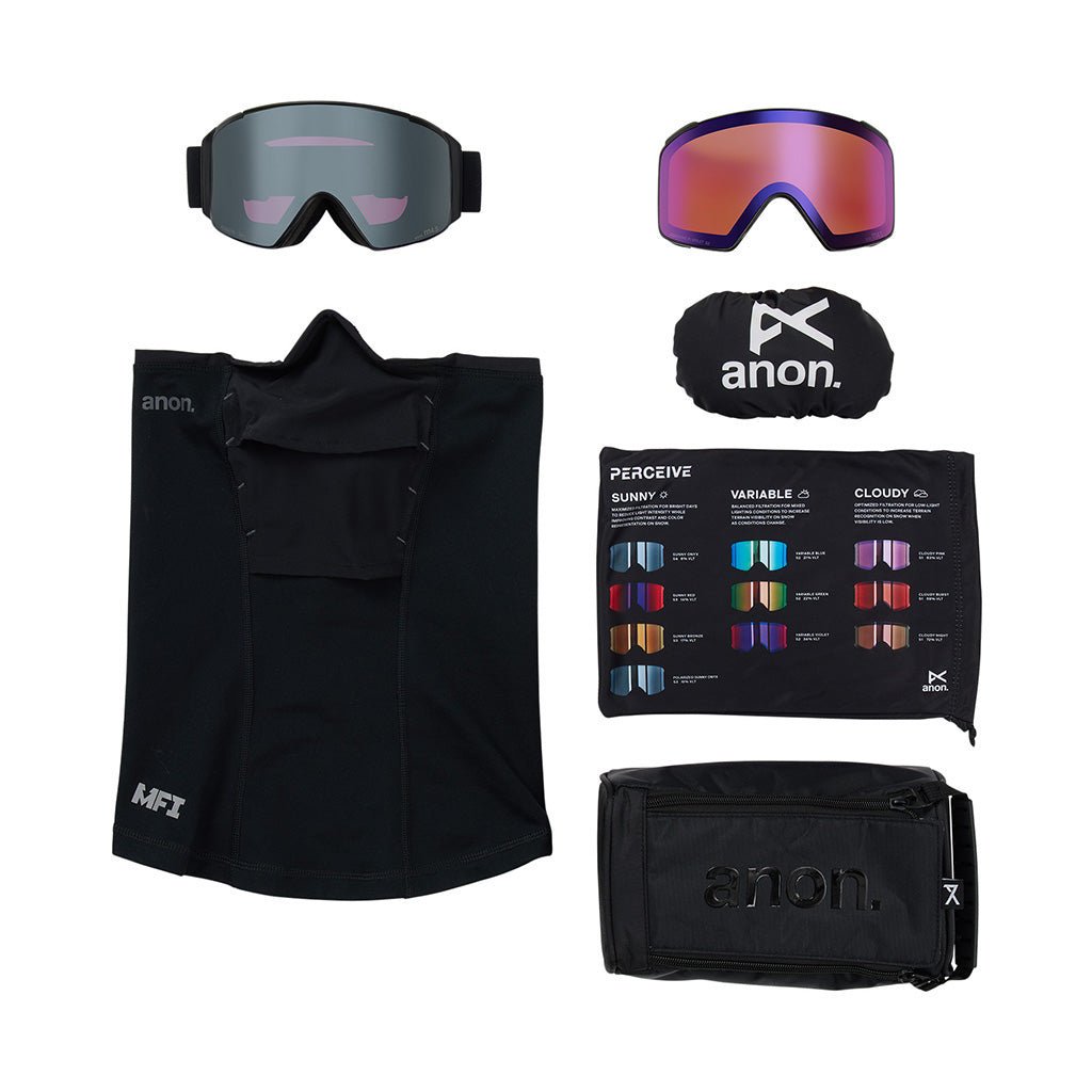 M4S Goggles (Cylindrical) + Bonus Lens + MFI® Face Mask - Skibrille