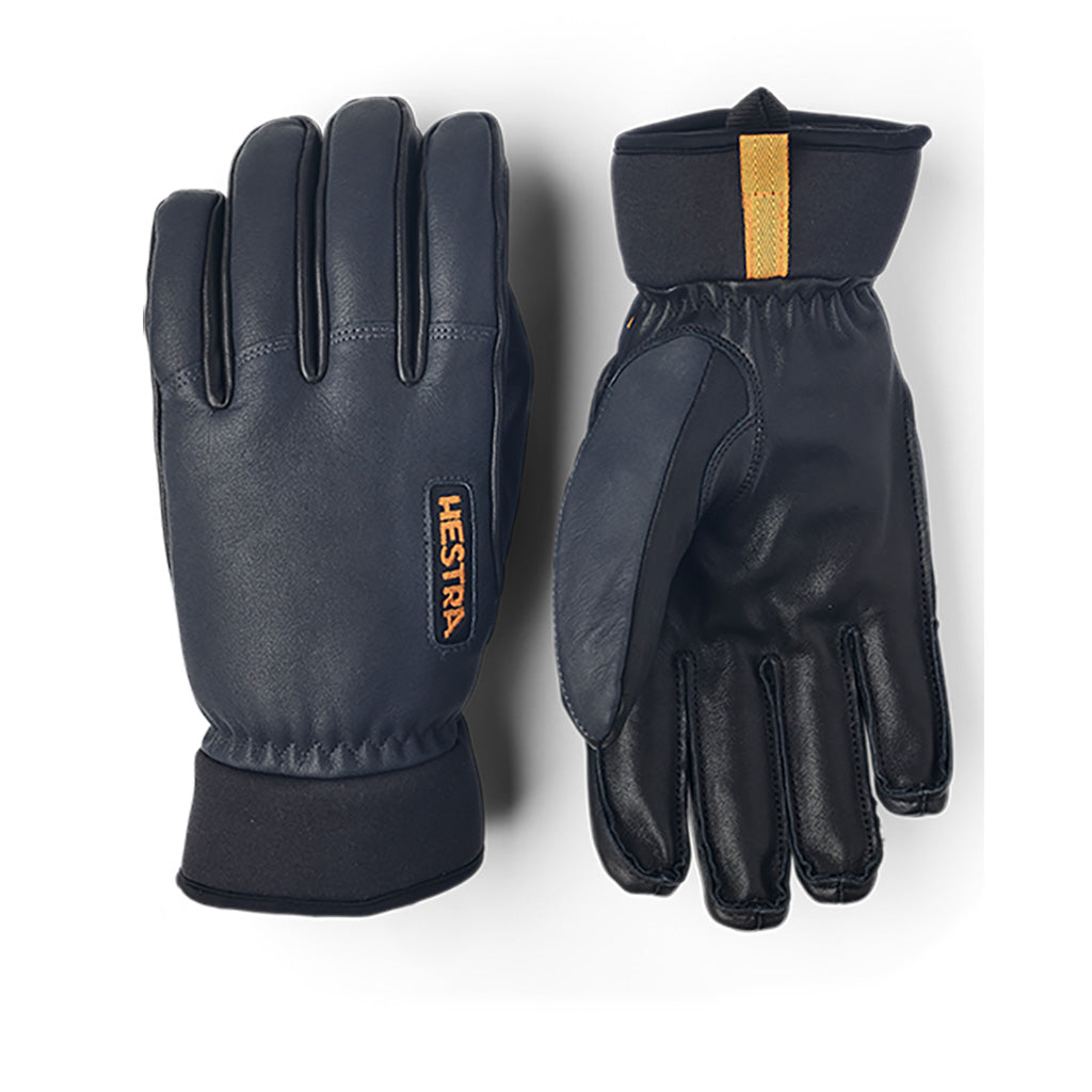 Army Leather Wool Terry 5 finger Handsker i farven grå