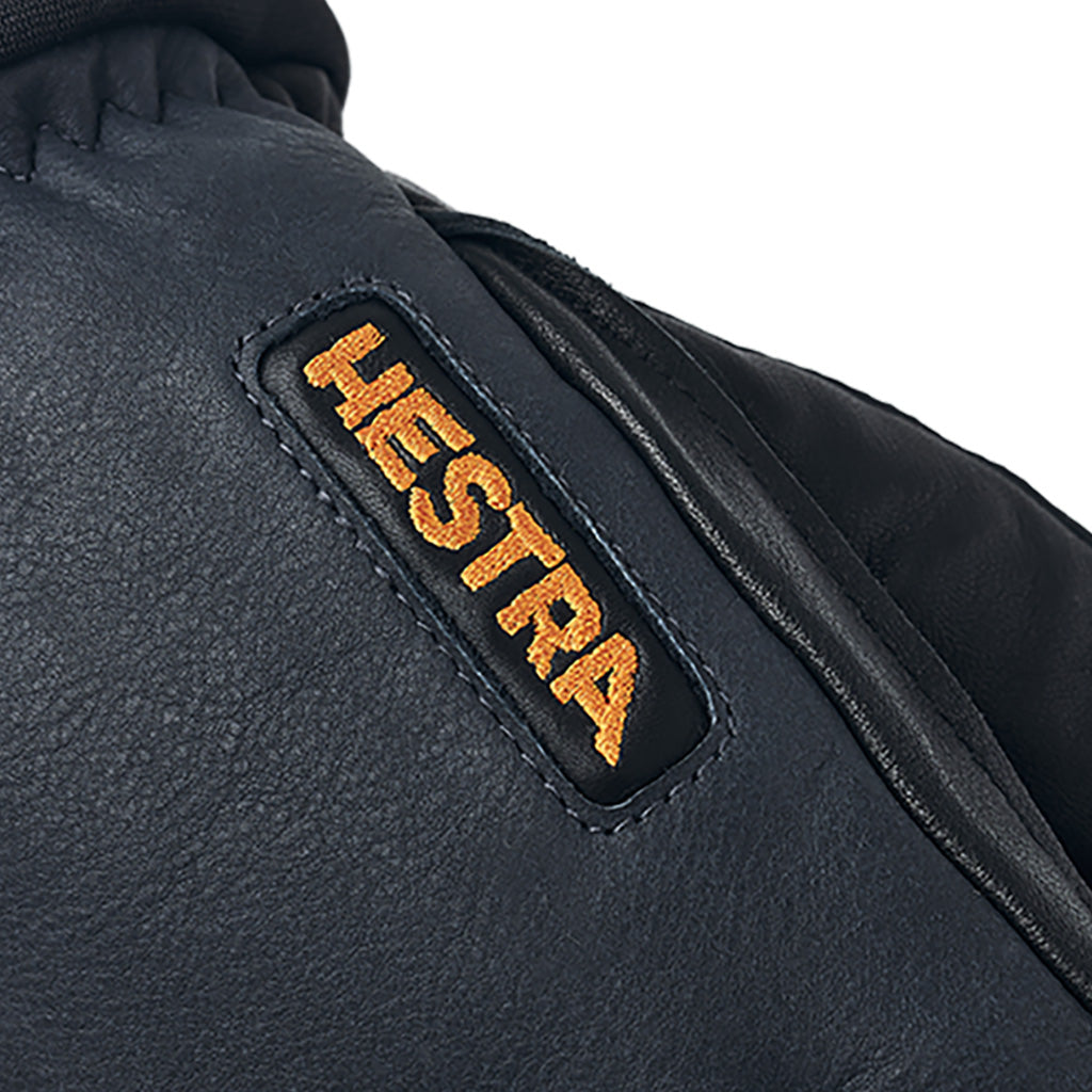 Army Leather Wool Terry 5 finger Handsker i farven grå nærbillede