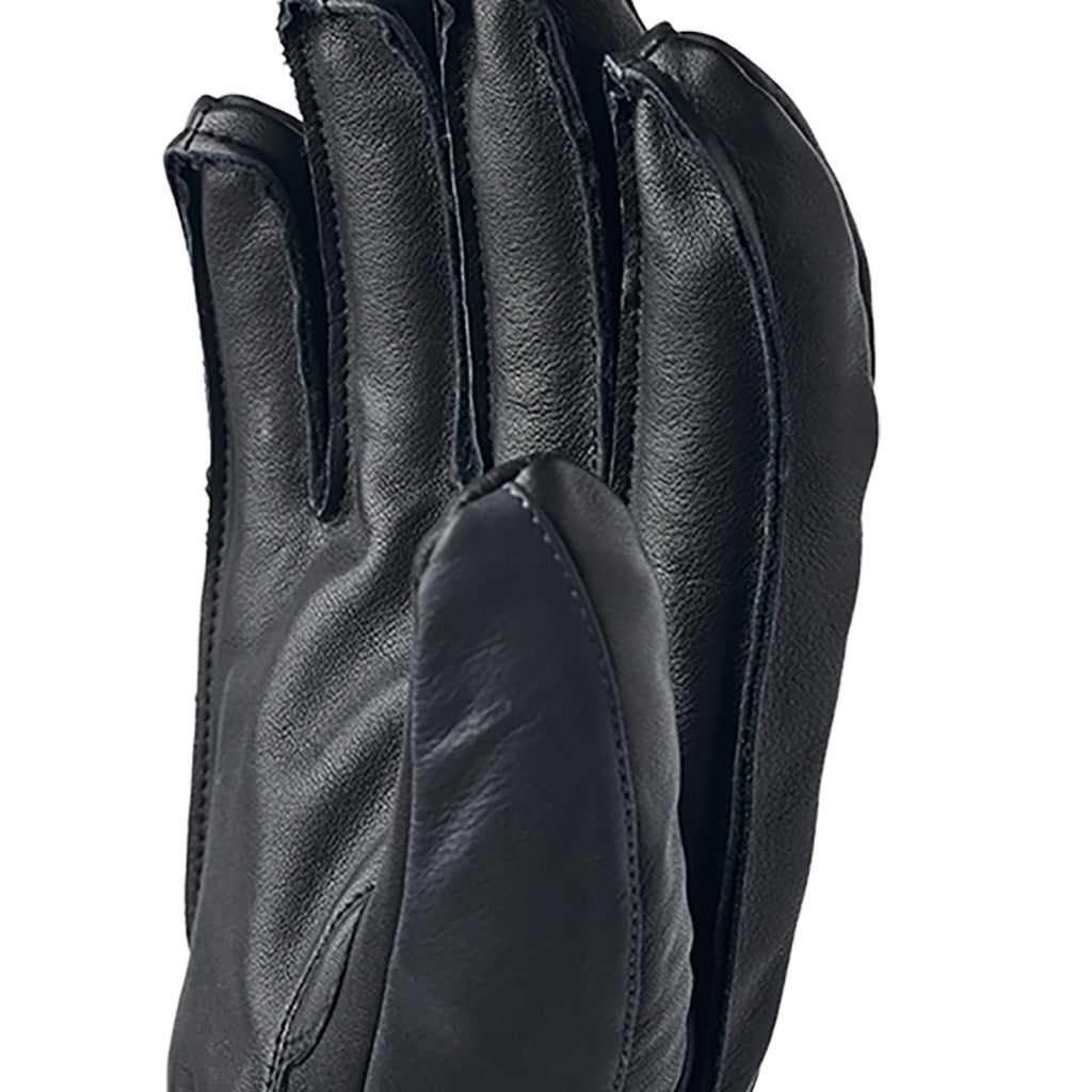 Army Leather Wool Terry 5 finger Handsker i farven grå set fra en skrå vinkel