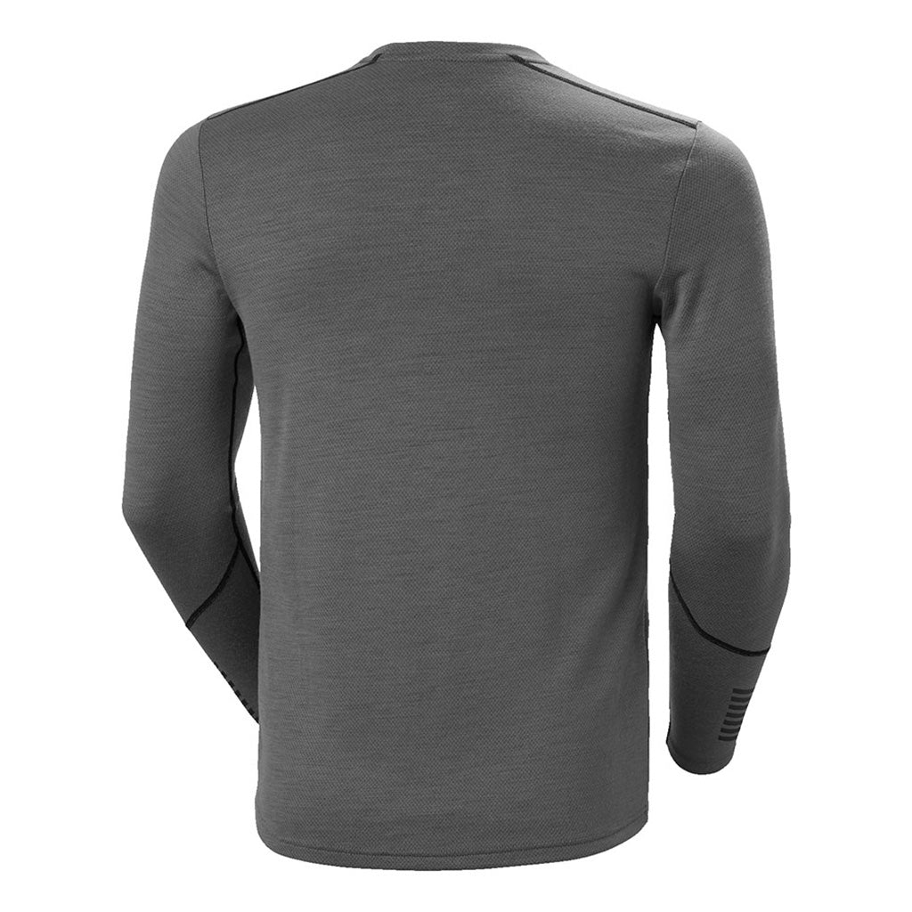 Skiundertøj, Lifa Merino Midweight Crew i farven Concrete set bagfra