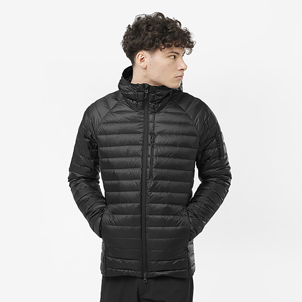 En Jakke, Elixir Micro Down Hood i farven Deep sort set forfra