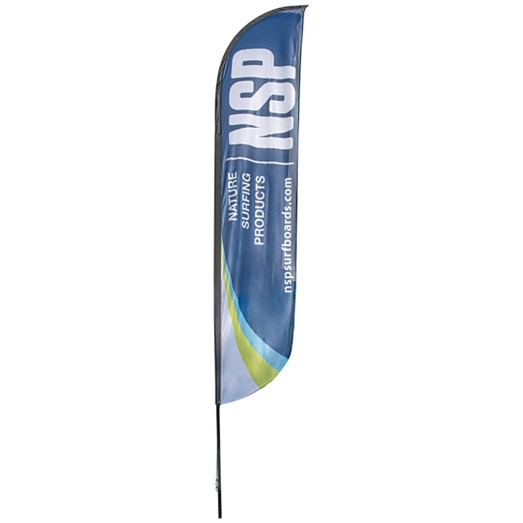 Beach Flag Set Blue & White Logo