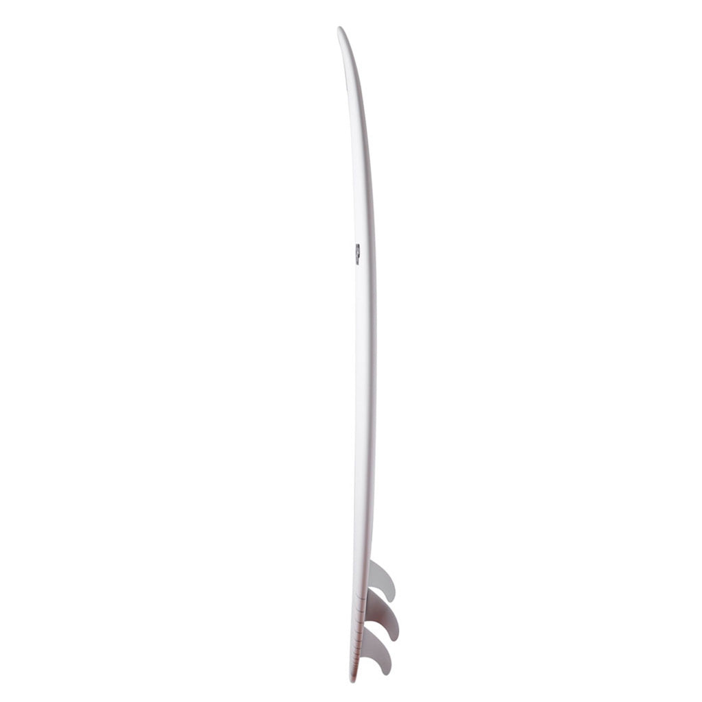 Et Surfboard, Protech Fun 7'2" i farven hvid Tint  Ftu set fra siden